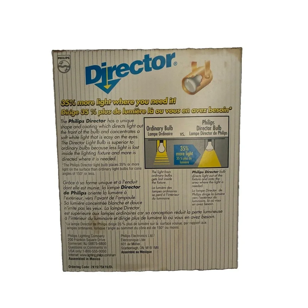 Set 2 PHILIPS Director 75 Watt Indoor Track & Recessed Light Bulbs 75K19/DL NIP